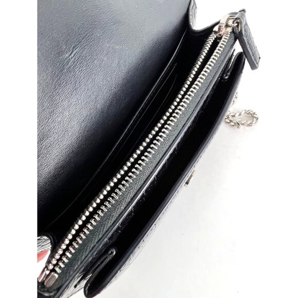 Saint Laurent Black Leather Sunset Wallet on a Chain Crocodile Embossed Bag - Picture 9 of 15